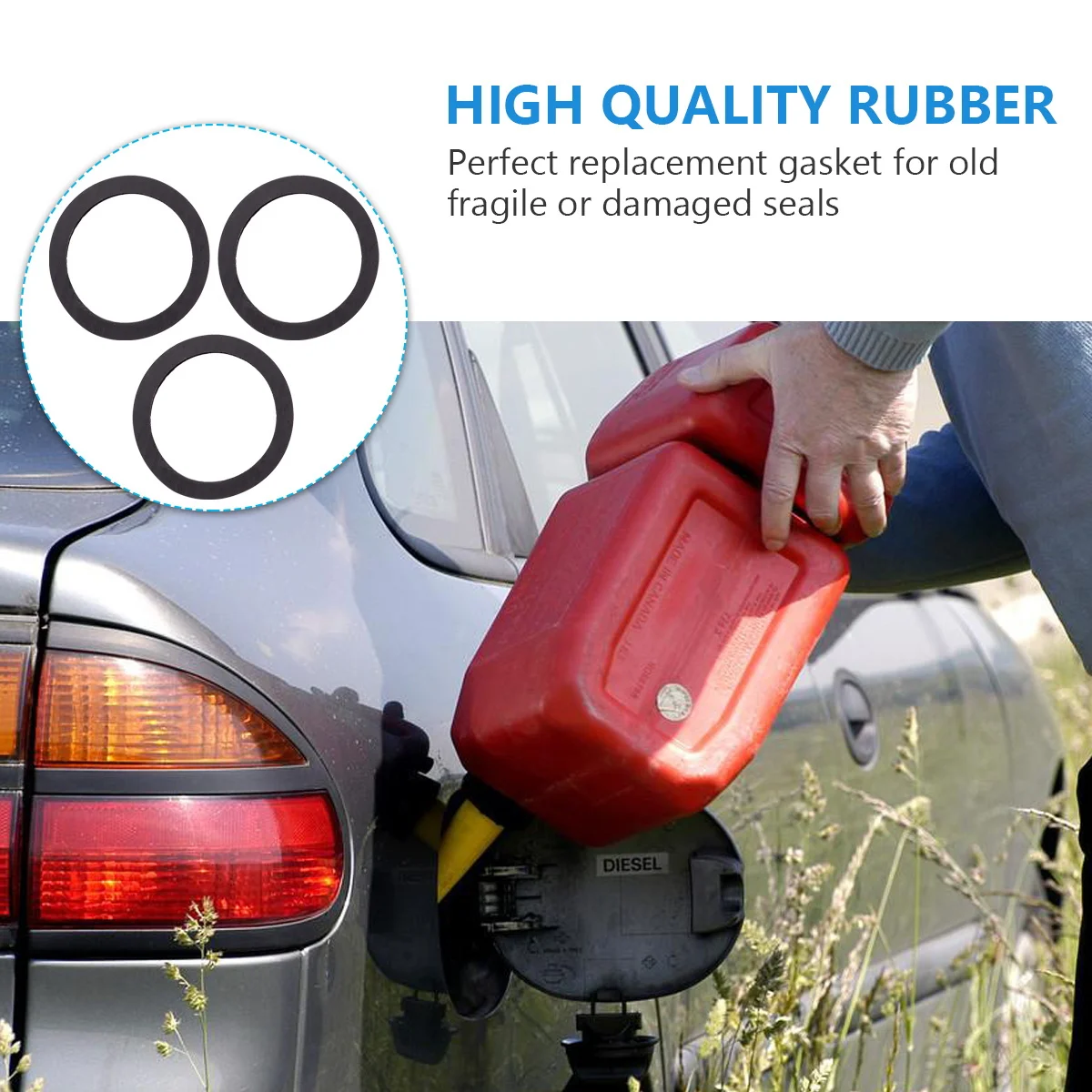 

3pcs Rubber Gas Tank Nozzle Gaskets Black Durable Simple Installation Fit For Fuel System Rubber Gaskets Gas Tank Parts