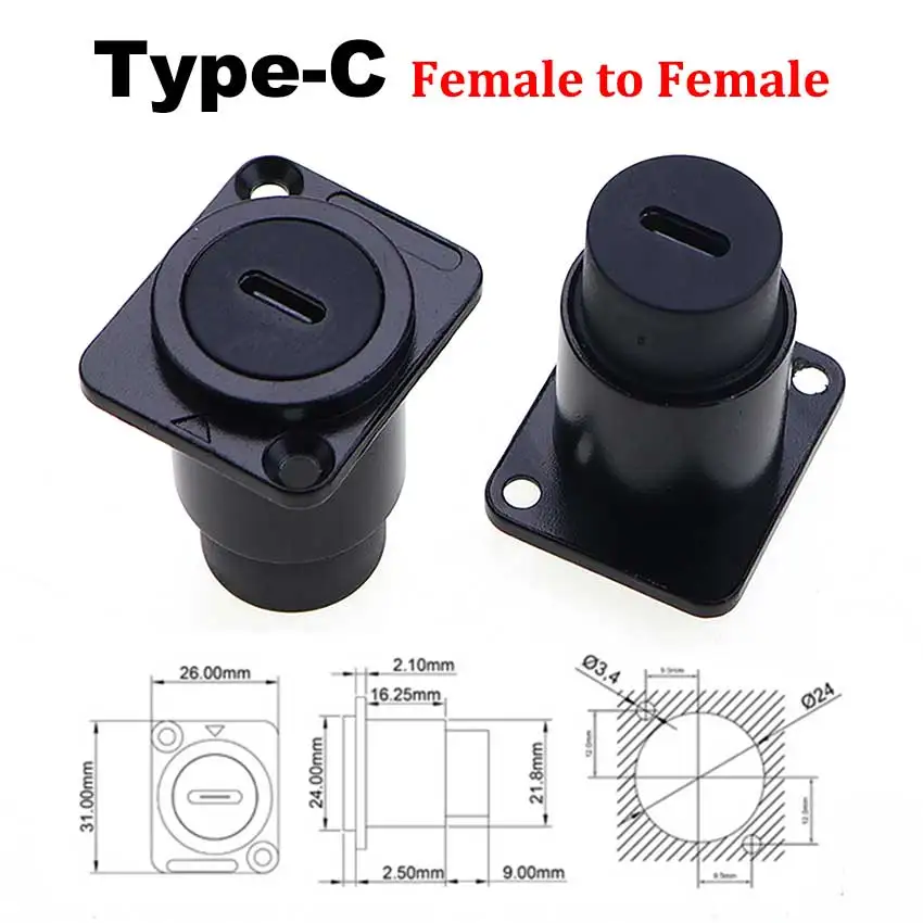 RJ45 USB 2.0 3.0 HDMI-2.0 Type-C Jack Metal D Type Module Connector Data Network Extension Transmission Network Interface Panel view 2