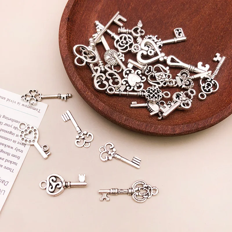 50g/pack Key Charms Bracelets Necklace Craft Metal Pendant For Jewelry Making DIY Supplies Small Business Supplies