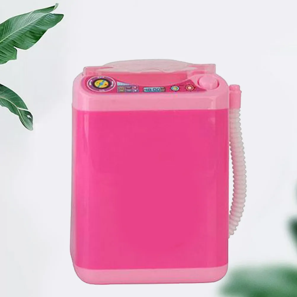 1Pcs Mini Washing Machine Pink Simulated Electric Home Appliance Powder Puff Washer for Kids Girls Playing Without