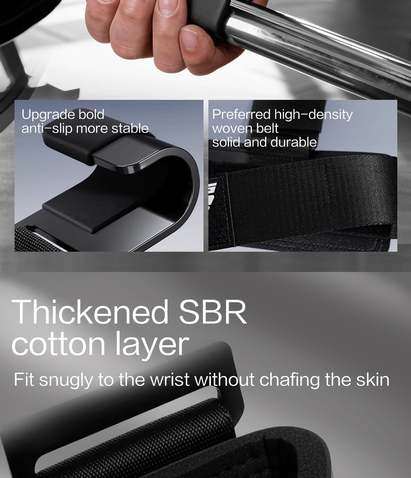 Gewichtheber-Hakengriffe mit Handgelenkbandagen, Fitness-Handgelenkriemen, Gewichtheber-Hakenriemen, Klimmzug- und Powerlifting-Handschuhe – Detail 3
