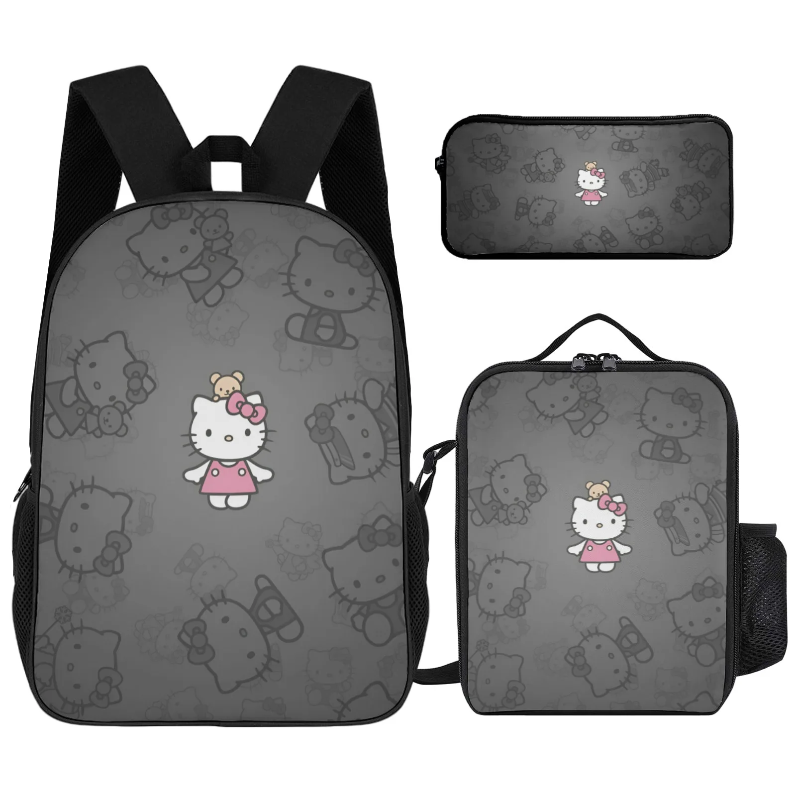 

Hello Kitty Mochilas Escolares Printed Zipper Backpack Book Bag Class Bags For Girl 17 Inch Pencil Case School Backpack Lunch Ba
