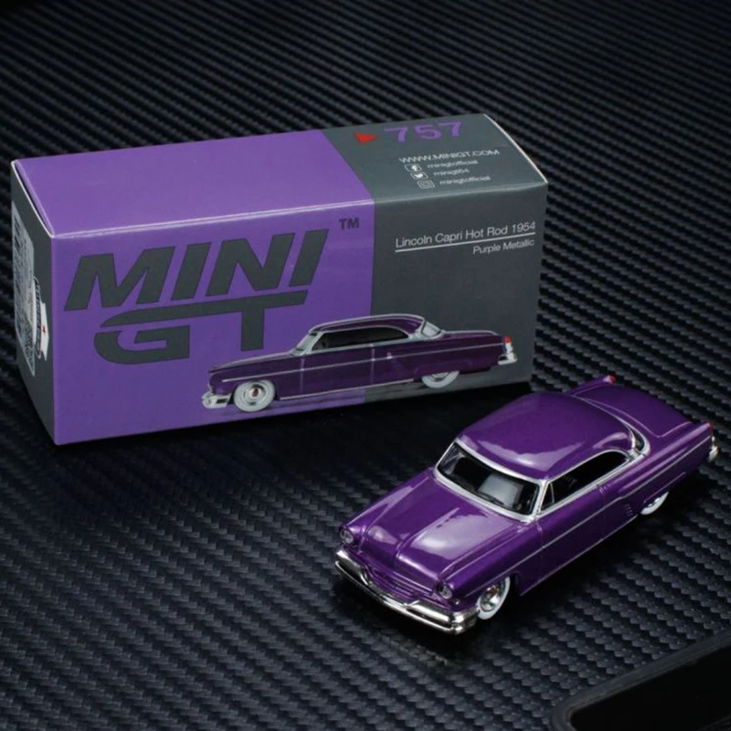 MINIGT 1/64 Lincoln Capri Hot Rod 1954 Purple Metallic MGT00757-CH  Metal Alloy Diecast Car Model Boys Toy Gift Decorations