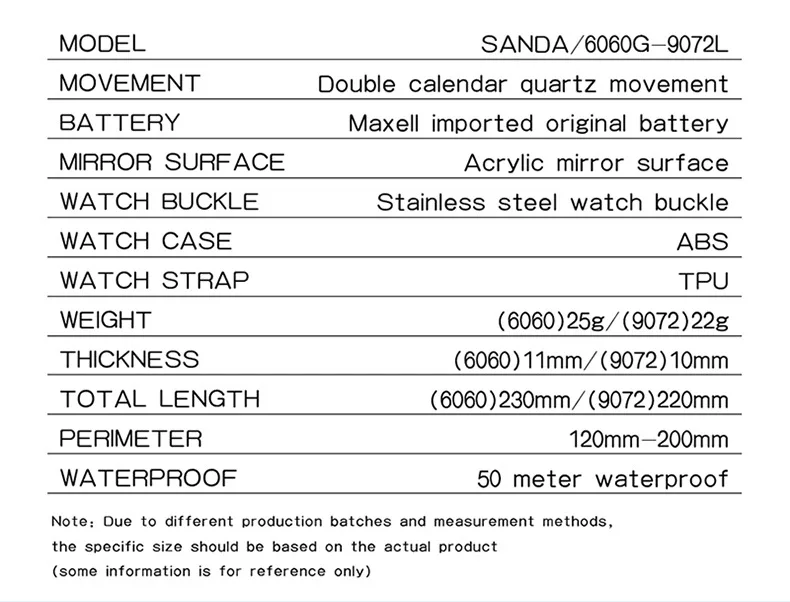 SANDA 9072 Personalized Casual Simple Waterproof Night Light Date Silicone Strap Youth Quartz Watch Men's and Women's Gifts