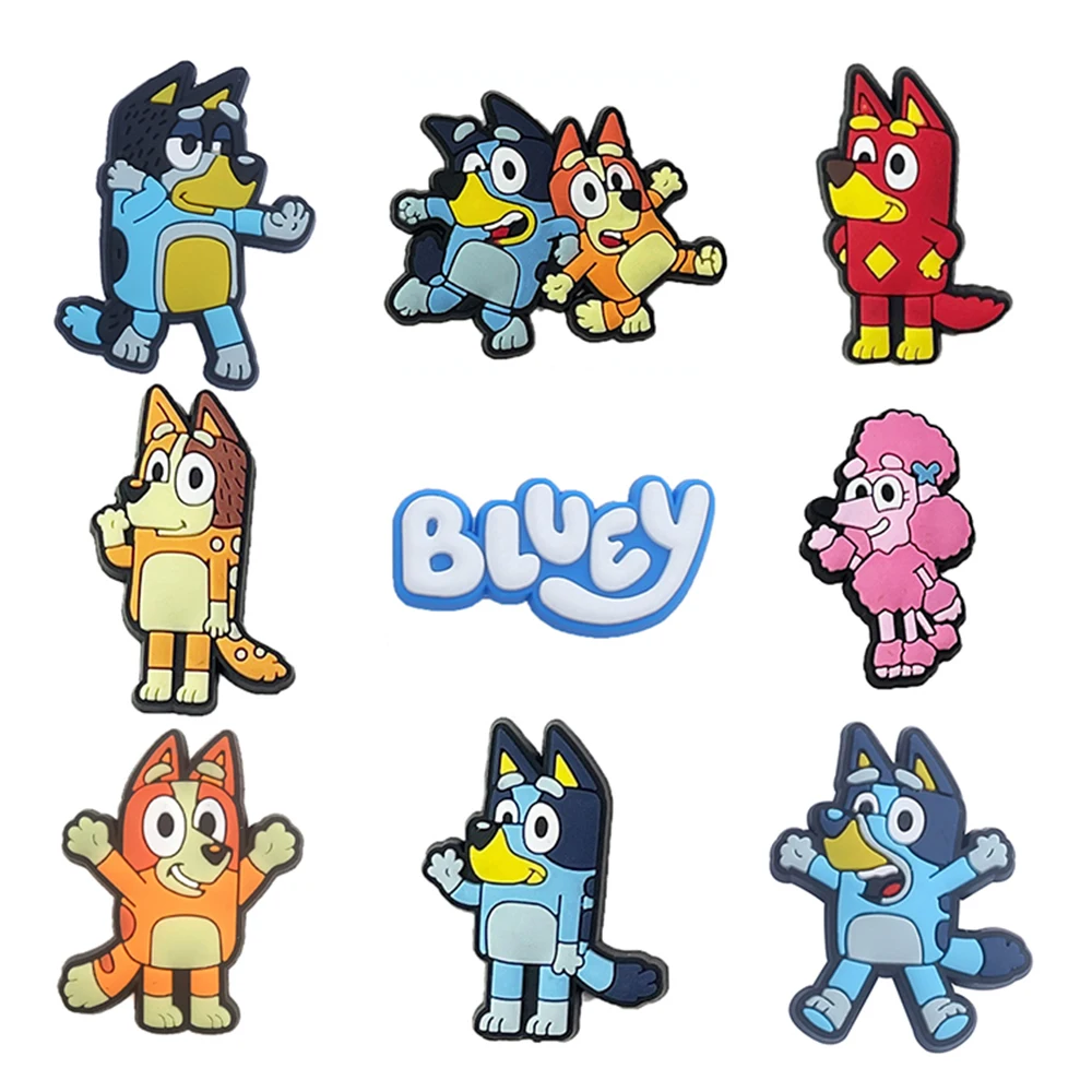 9-100pcs/set Mix Blue Cute Shoe Charms Cartoon Shoe Buckles DIY Decorations for Sandals & Beach Bags Fashion PVC Accessories