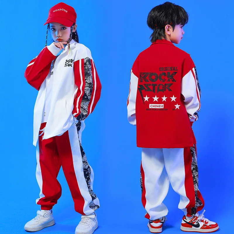 

Children Stage Costume Ballroom Dance Clothes Hip Hop Outfit Kids Girls Jazz Street Wear White Purple Yellow Sweatshirt Pants