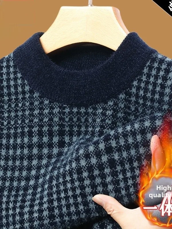 

Men's Fce Lined Thiened High Collar Knitted Sweater Autumn Winter Warm Base Layer irt Busin Casual Loose Fit