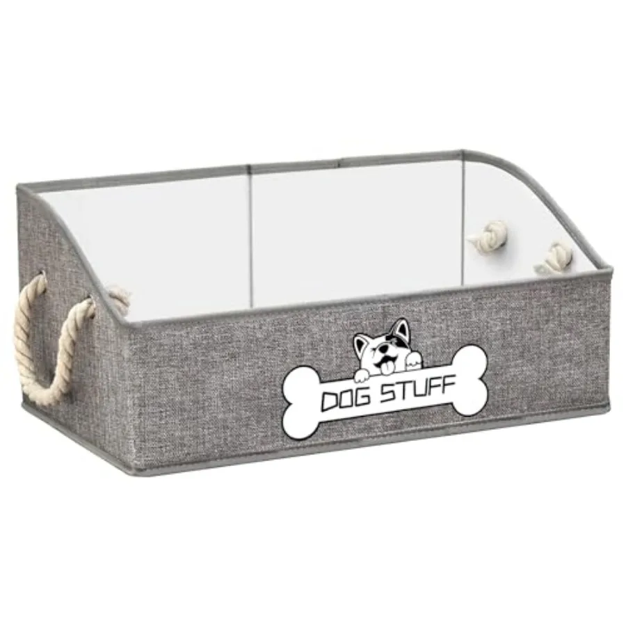 

Collapsible Fabric Dog Toy Box and Storage Bin With Handle - Trapezoid Basket Chest Organizer for Pet Toys, Blankets and Access