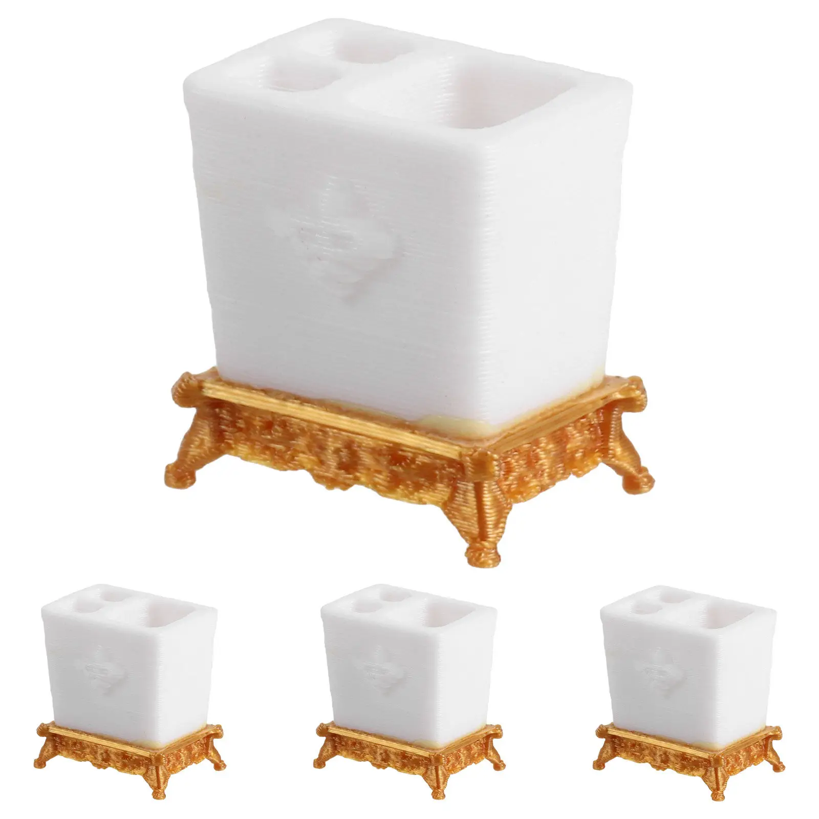 

4Pcs Detailed Miniature Toothbrush Holder Toothpaste Set for Dollhouse Bathroom Accessories Mini Bathroom Organizer Realistic