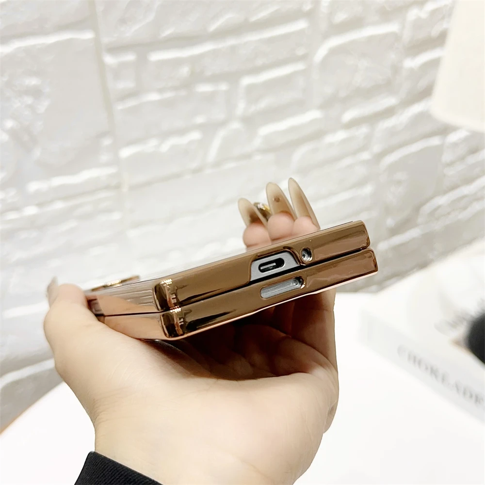 Fold7 Custodia per telefono di ricarica wireless galvanica di lusso per Samsung Galaxy Z Fold 7 3 4 5 6 per cover posteriore per telefono con placcatura magnetica