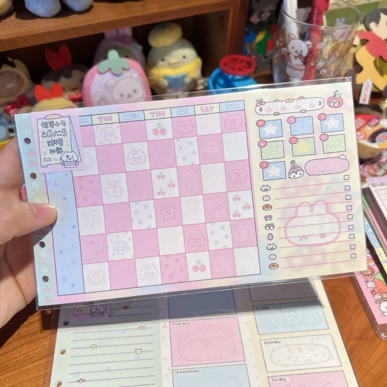 Japanisches Niedliches Tagebuch, Dreifach Gefaltetes M5 Notizbuch, Loseblatt-Innenseiten, Niedlicher Monatsplaner, Wochenplaner, Tagebuch, Studentengeschenk im Ins-Stil