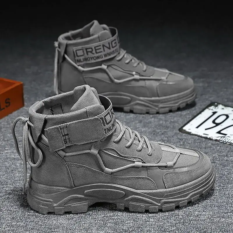 Buty męskie zasznurowane wysokie cięcie wodoodporne buty męskie skórzana platforma oferta nowa wygodna jakość tanie w promocji gorąca sprzedaży