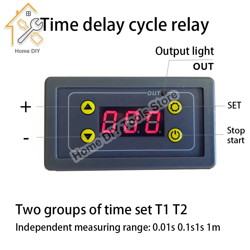 Practical Delay Relay Module with LCD Display for DC 5V 12V 24V Digital Timer Cycle Delay Control Switch Module AC 110-220V