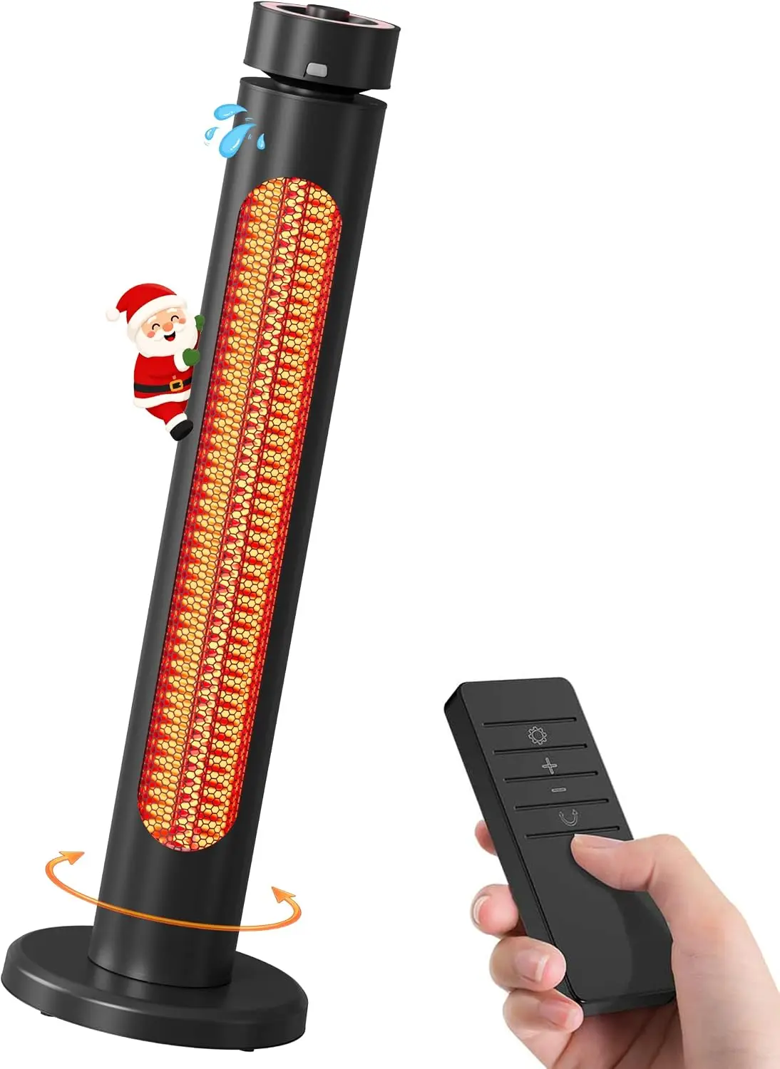 Outdoor Electric Infrared Patio Heater, 1500W with 8 Heat Settings, 60° Oscillation, Remote Control, 8-Hour Timer, Tip-Over and Overheat Protection, Black
