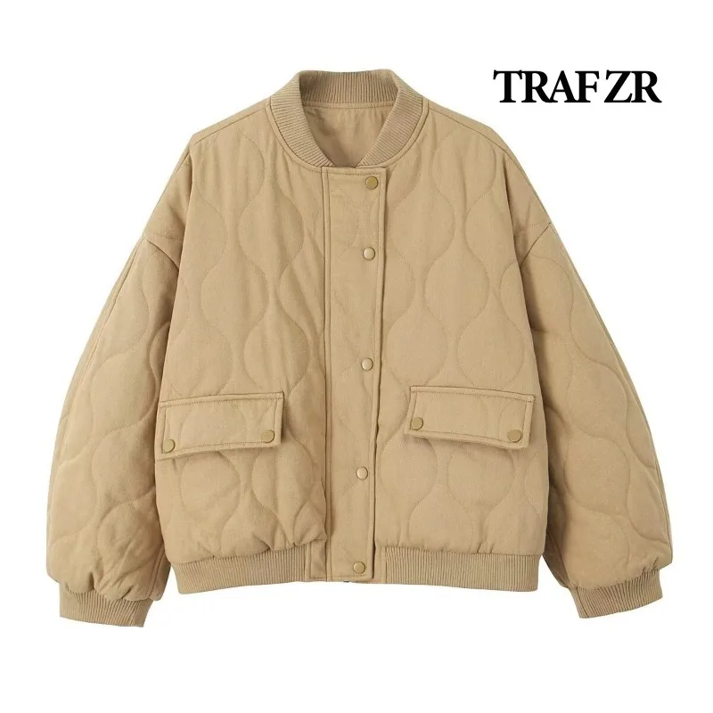 TRAF ZR Khaki Parkas for Women Office Lady Parkas Female Winter Jackets Woman 2024 Elegant Coat Youthful Woman Parkas