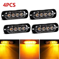 4 Uds luz de advertencia de coche 12V 24V 4LED luz estroboscópica de rejilla intermitente de emergencia lámpara de baliza de remolque de camión LED luz lateral ámbar