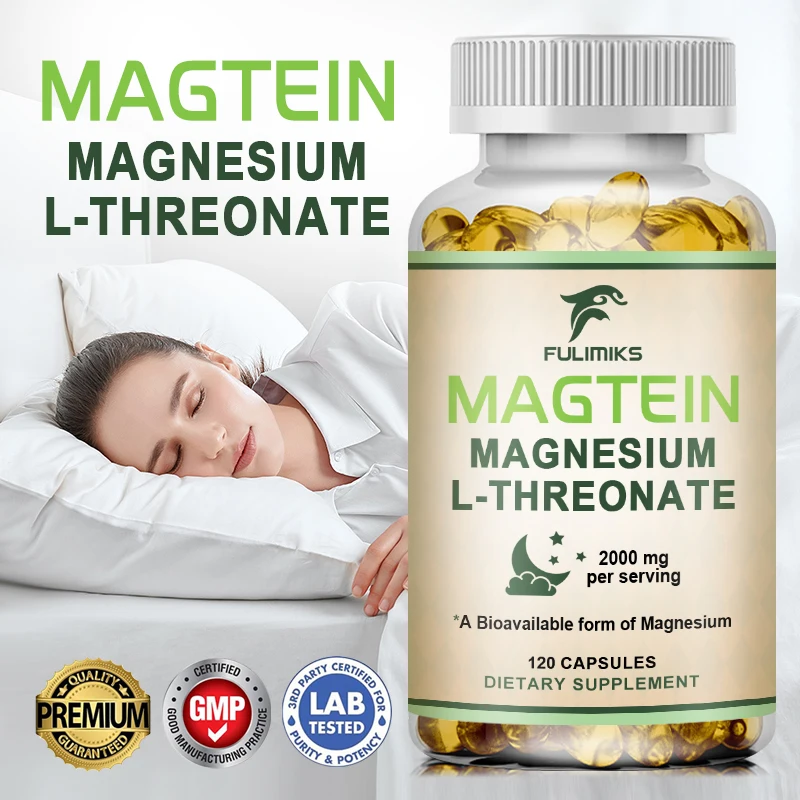 Magnesium L-Threonate Capsules (Magtein) Bioavailable Form for Sleep and Cognitive Function Support 2,000 mg 120 Capsules