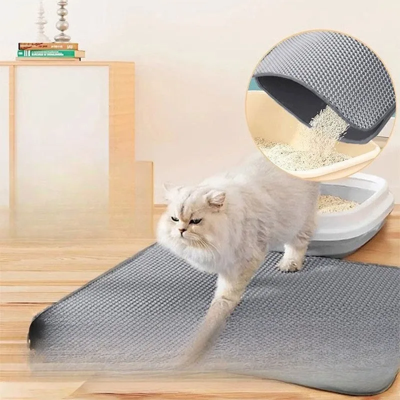 Dual-layer Filter Cat Litter Mat Washable Anti-tracking Litter Trapping Pad