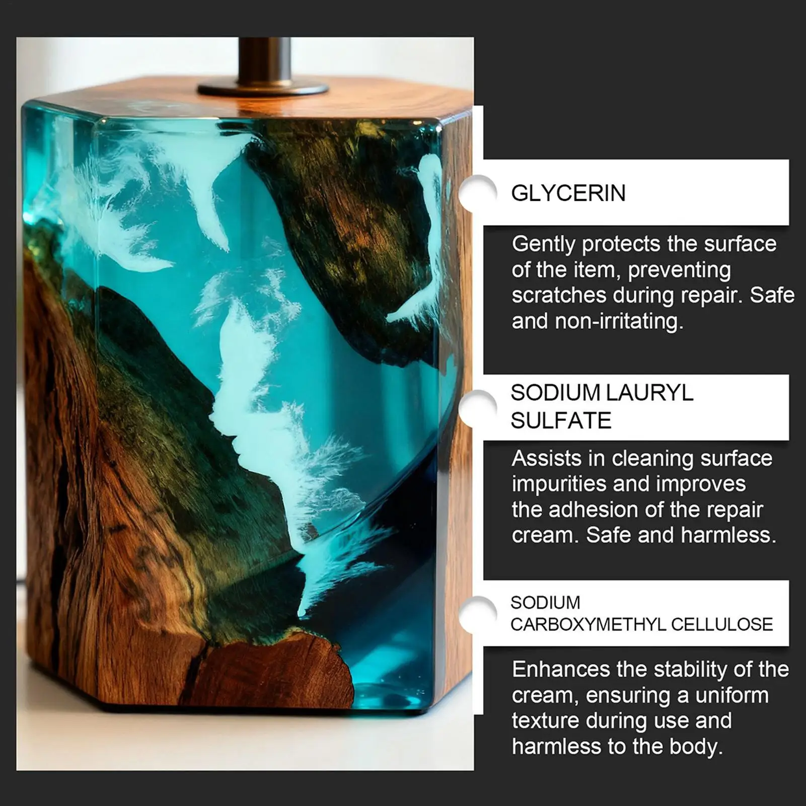 Kit per lucidatura in resina epossidica Ripristina lustro Pasta cremosa Rimuove graffi Kit per lucidatura acrilica per proprietari di case Principianti Arte