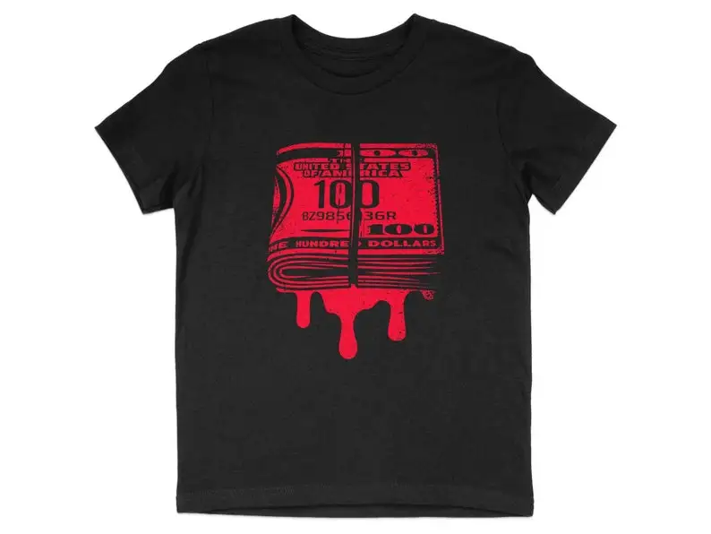 Unique Dripping Wad of Hundred-Dollar Bills T-Shirt, Stylish Red and White Design T-Shirt, Trendy Cash Tee, Perfect Money Lover