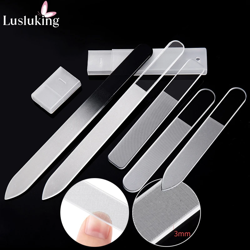 

Clear Glass Nail File Buffing Grit Sanding Polishing Grinding Manicure Nail Art Tools Set Professional Glass Nano Nail Saw