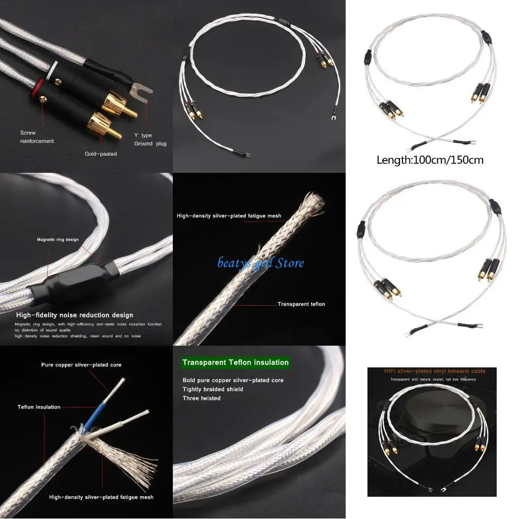 

C7AB High-quality for Lp Vinyl Record Tonearm Cable Cable Fever Grade Black Socket Dedicated for Phonograph