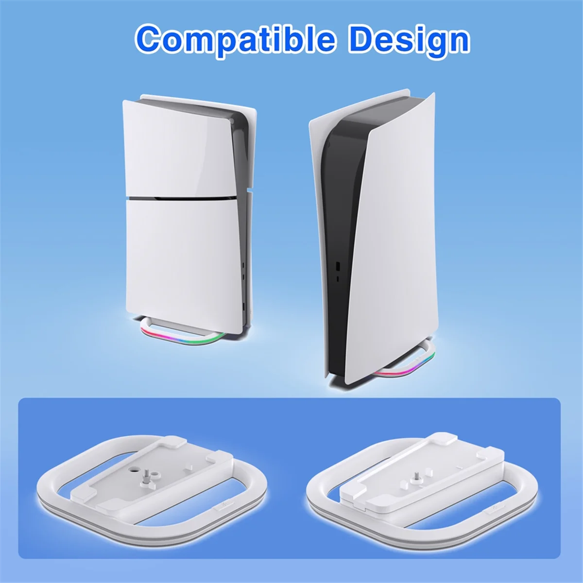 Вертикальная подставка A07I для тонких игровых консолей, настольная нескользящая основа с 7 RGB-подсветками черного цвета