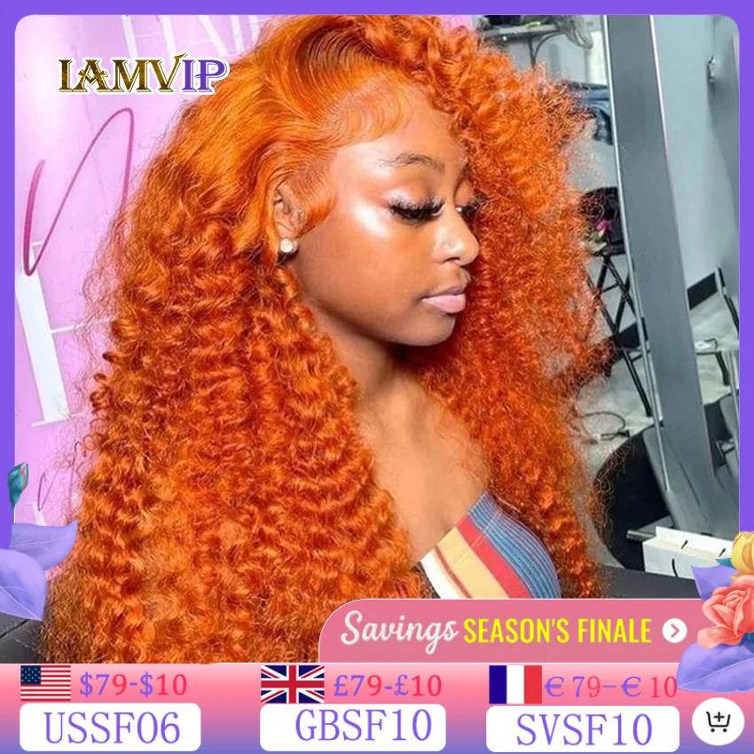 Orange Ginger Lace Front Wig Human Hair Curly Lace Front Human Hair Wig Glueless Deep Wave 13x4 13x6 Hd Lace Frontal Wig On Sale