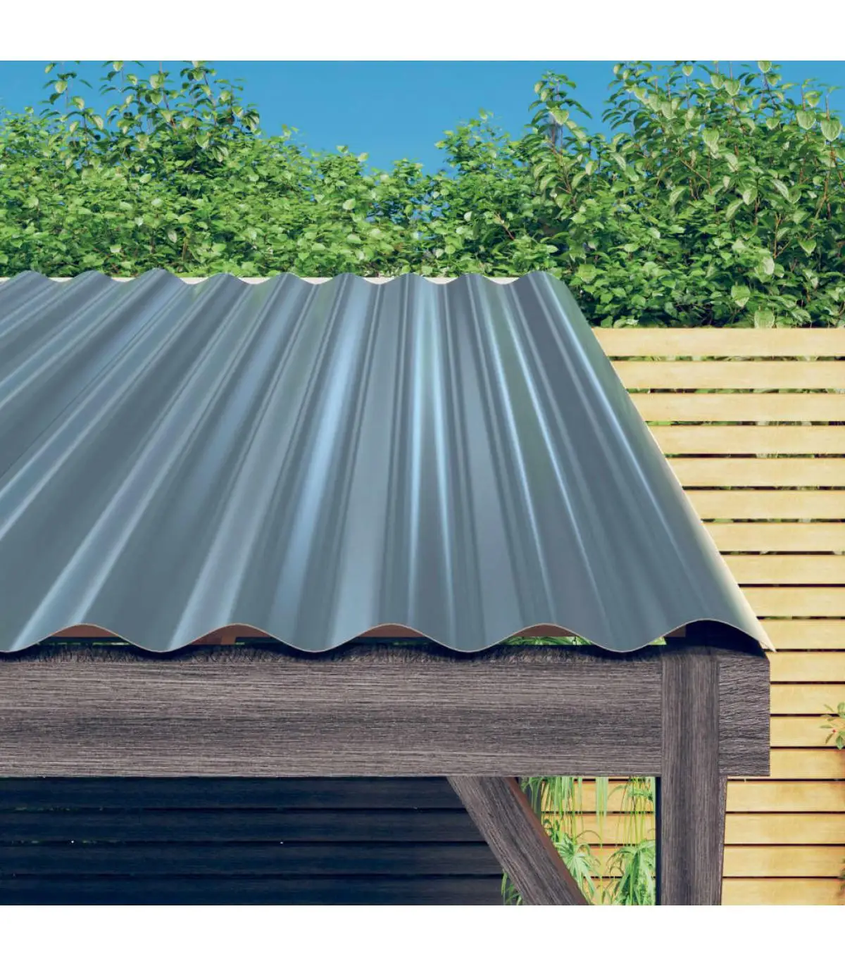 Roof tiles roof panels 12 PCs gray coated steel 60x36 cm