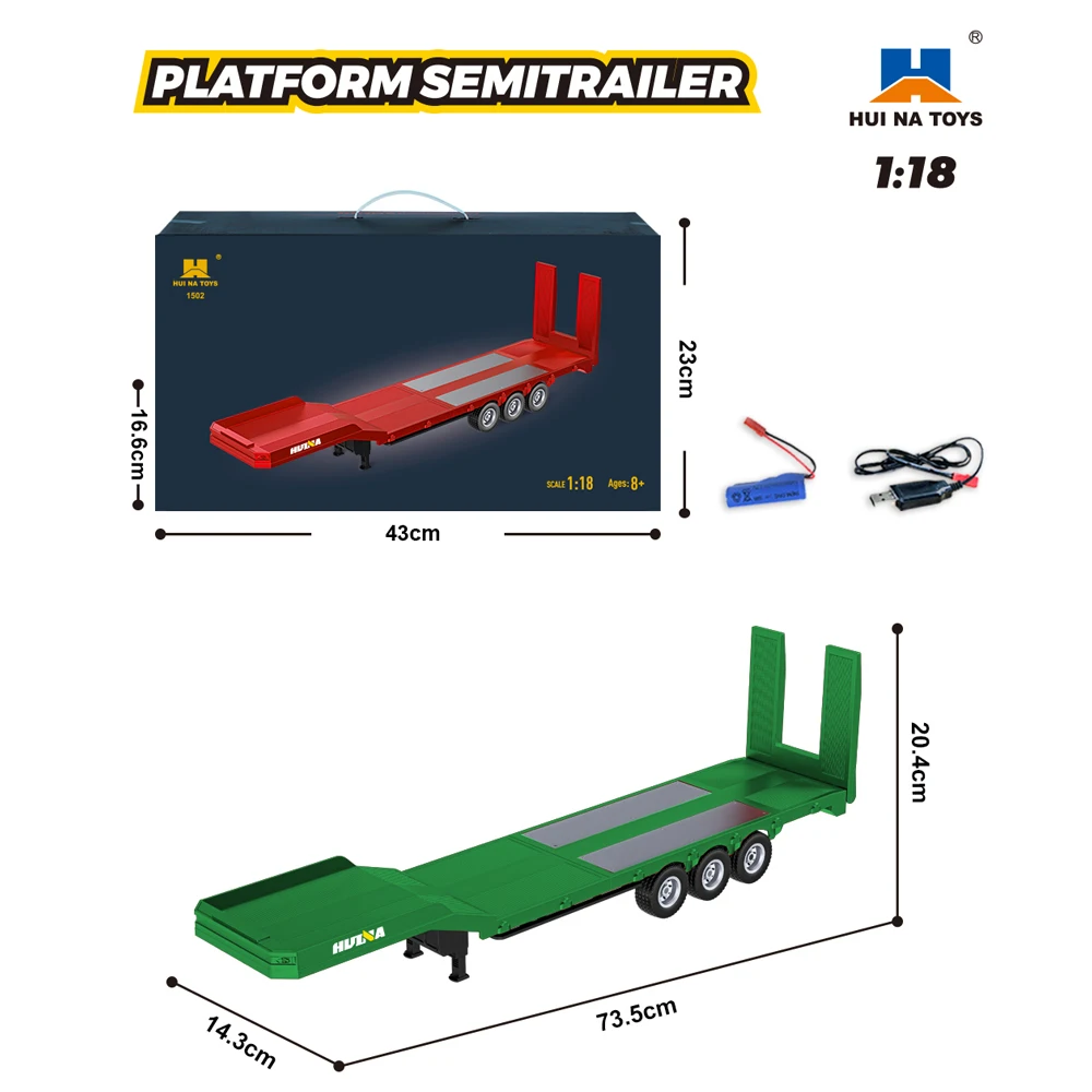 HUINA 1501 770S Legering Tractor 19CH RC Truck 1/18 2.4G afstandsbediening Techniek Trailer Truck met Licht en Geluid Speelgoed