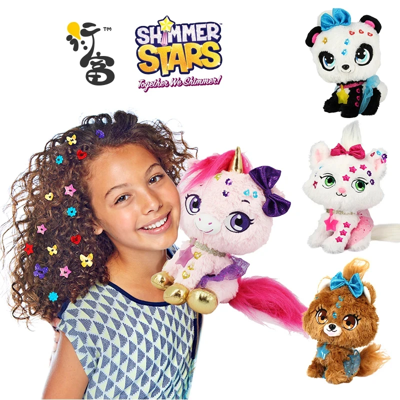 Asli Shimmer bintang mewah mainan kucing untuk anak perempuan lucu Anime mewah Kawaii Kitty dan Panda Plush mainan hadiah ulang tahun anak-anak