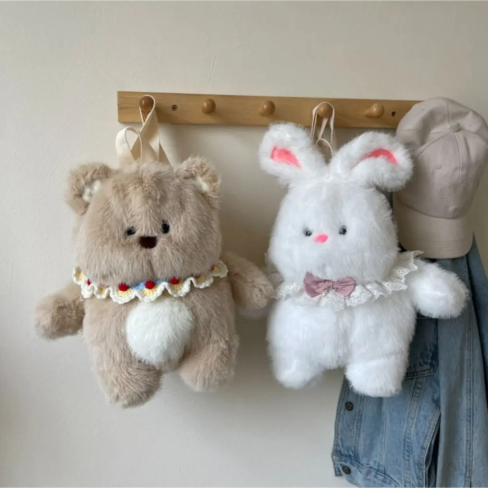 Alças ajustáveis leite chá urso mochila de pelúcia pp algodão estilo coreano urso boneca de pelúcia mochila grande capacidade marrom