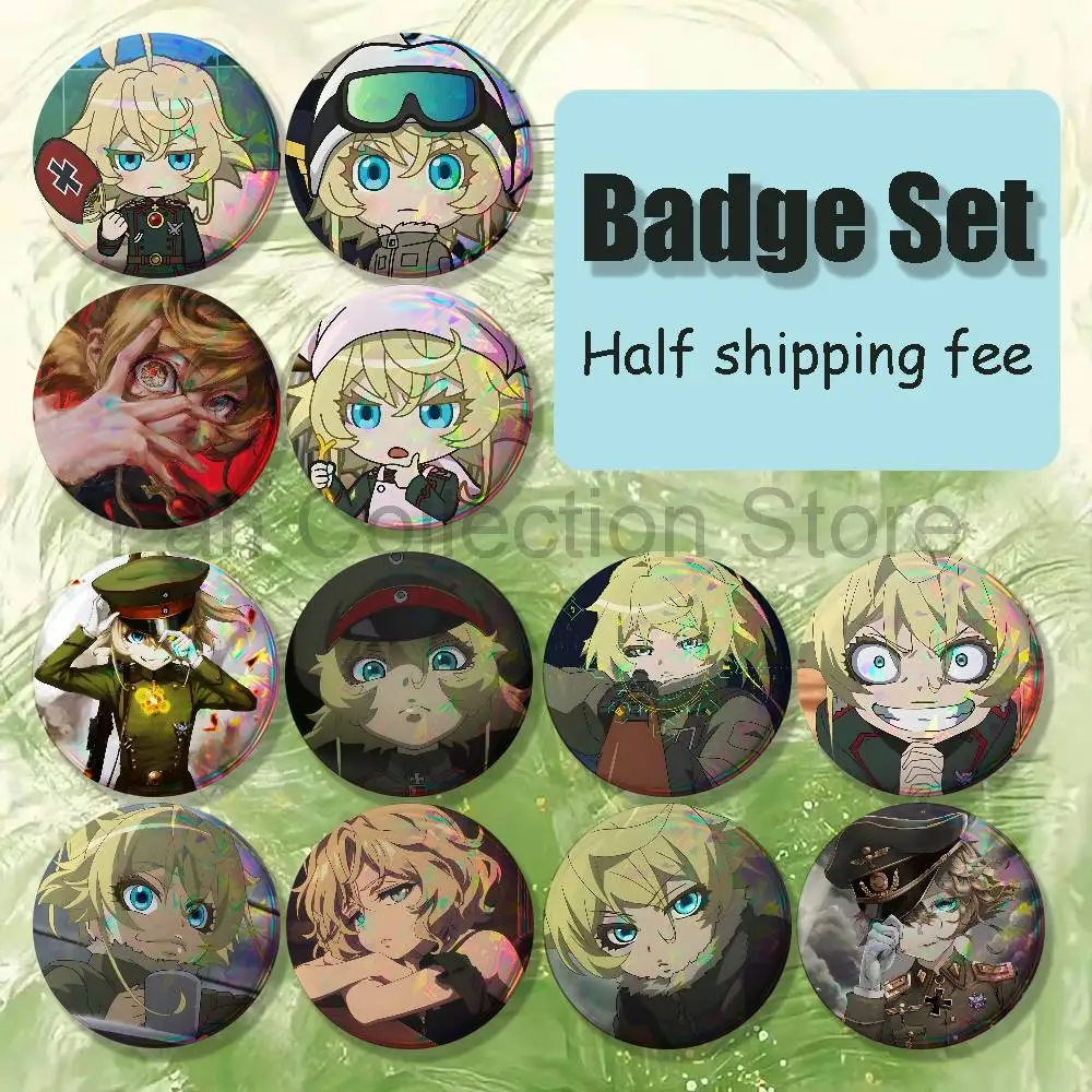 Y-Youjo  Tanya 4-piece set Enamel Pins Cartoon Anime Badge Fashion Jewelry Accessories Round Snap-in Brooch on Backpack