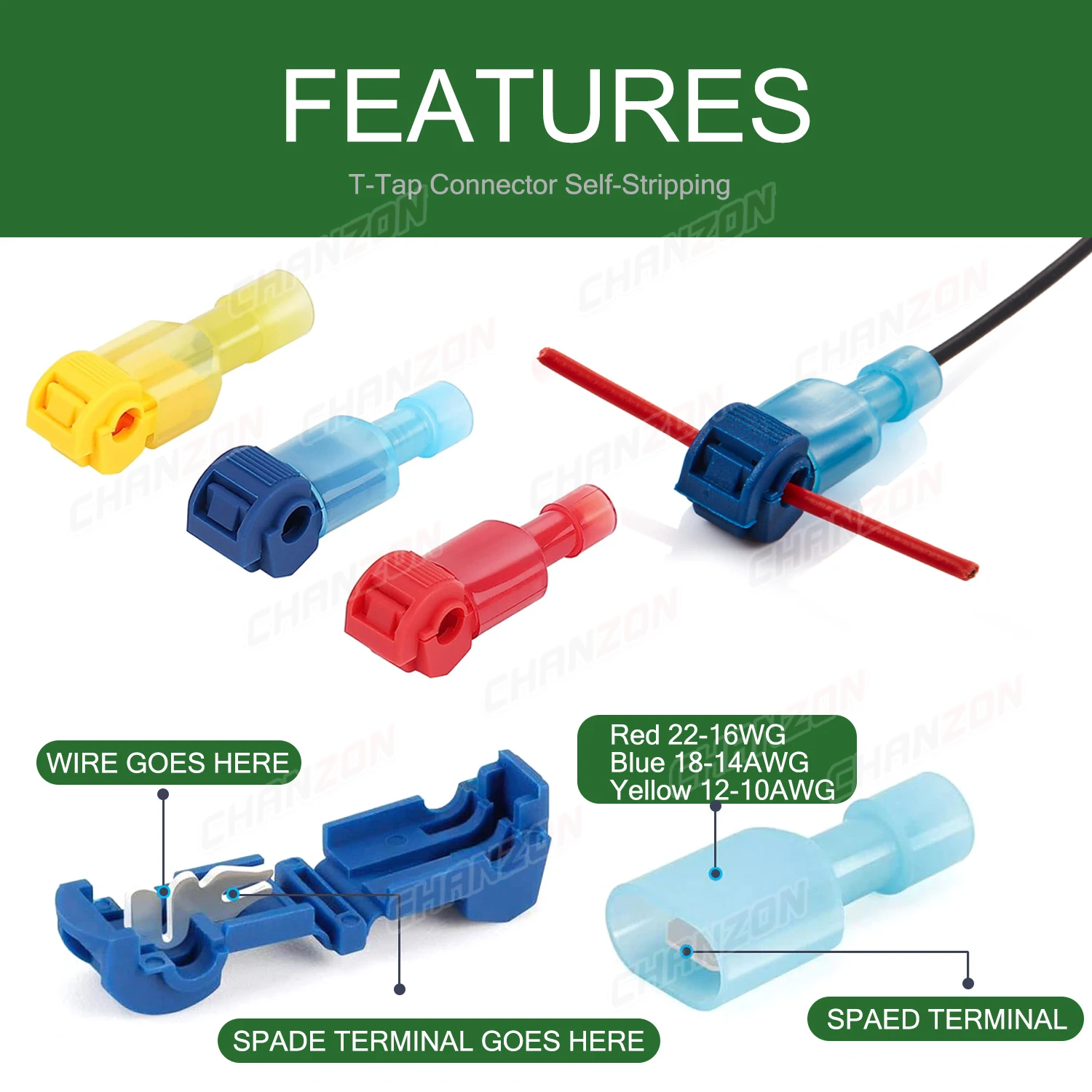 20/60/160PCS T-Tap Schnell Splice Draht Anschlüsse Elektrische Crimp Joint Kabel Kabel Selbst-stripping Trennen Verdrahtung Terminals Kit – Detail 2