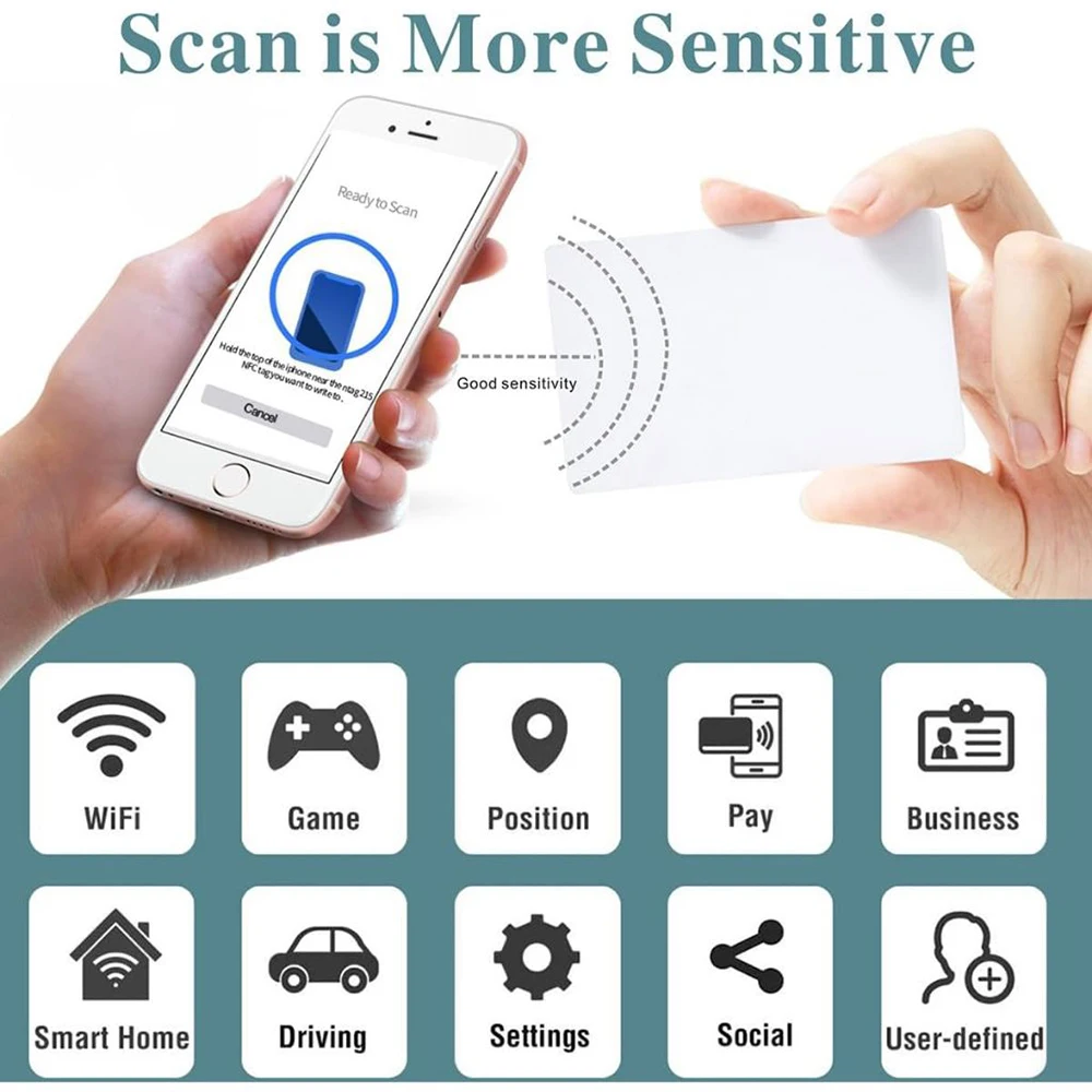 NFC Tags Ntag216 NFC Cards Printable NFC 216 Card iOS Compatible NFC Tags 888 Bytes Memory