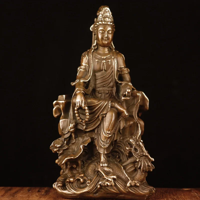 

Figure of Buddha, Lotus Leaf Sitting on a Dragon, Zizai Guanyin, Home Decoration Creative Gift Craft Ornament