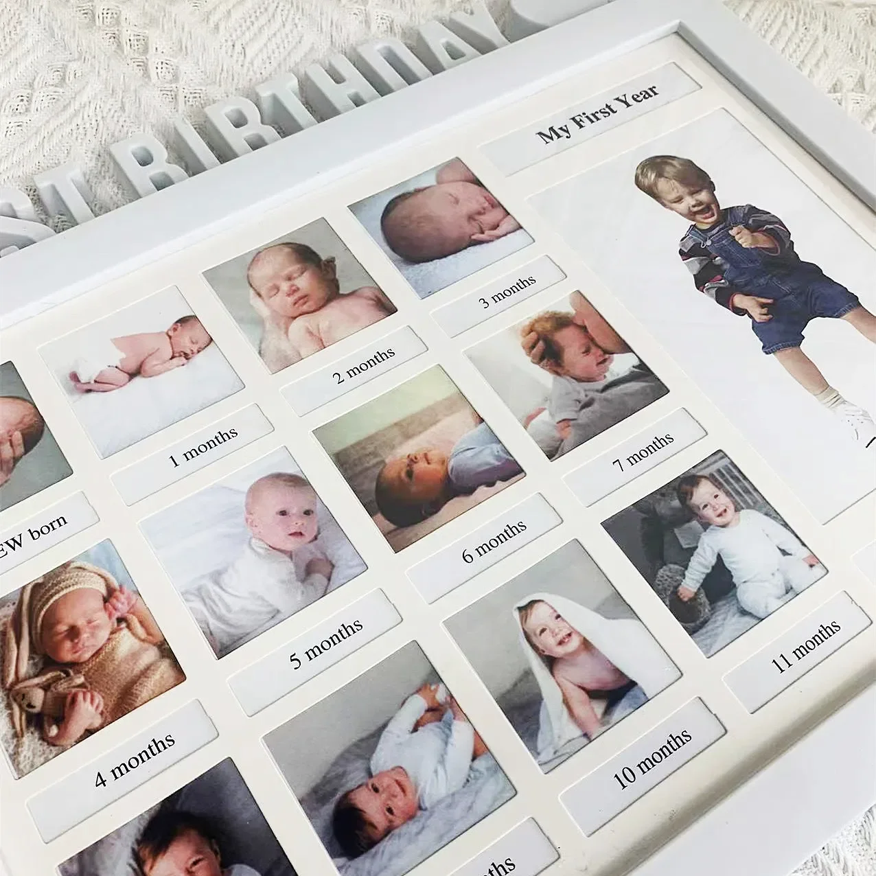 1ST BIRTHDAY Baby Creative 12 Months Growth Record Photo Frame Birthday Party Memorial PP Plastic Photo Frame Baby Photo Frame