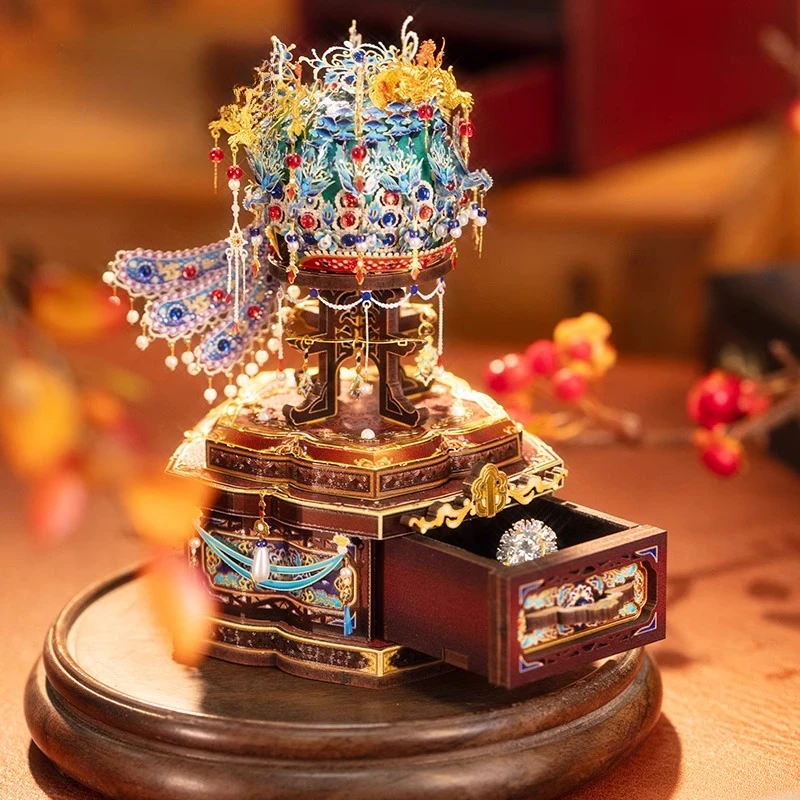 

Queen Phoenix Crown Kowloon Nine Phoenix Patchwork Mini Jewelry Box Handmade Creative Antique Style
