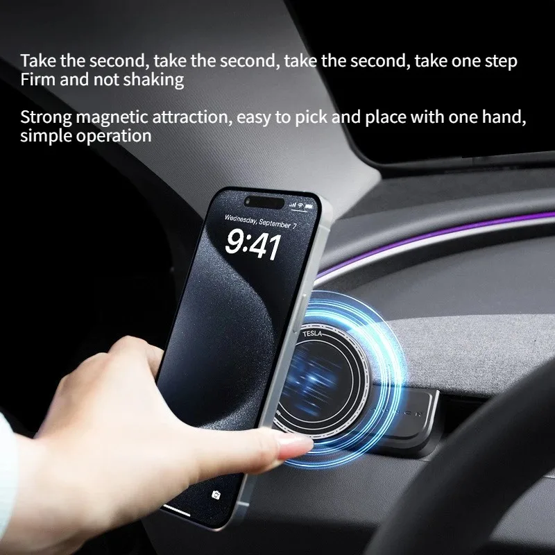 Handyhalterung für Tesla Model 3 Y Highland Juniper Stärkerer Magnetischer 360°-Halter ° Drehbarer Auto-Stützfußhalter Zubehör – Detail 1