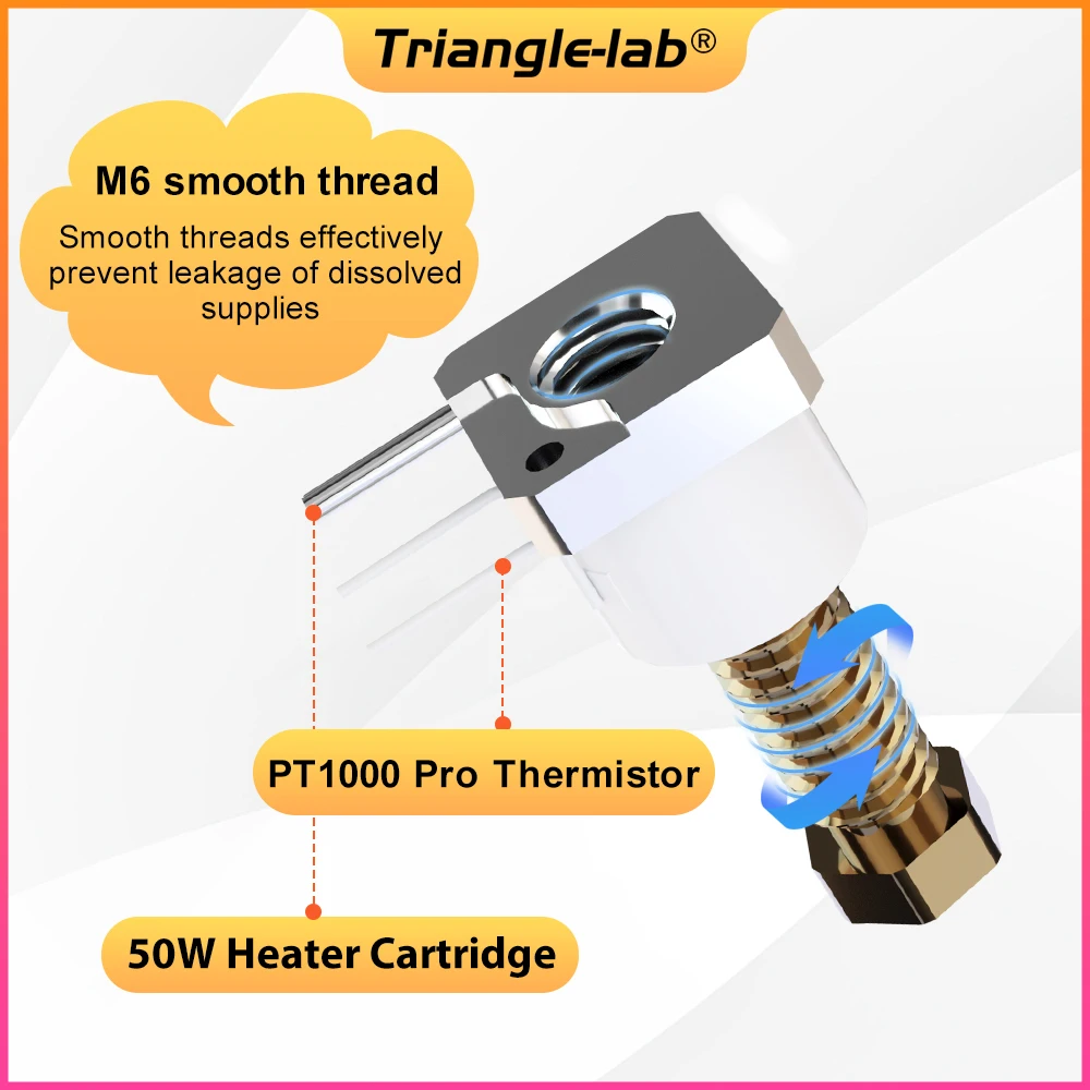 CTrianglelab-TCHC TD6 PT1000 Hotend avec thermistance PT1000 intégrée, pour CHC TD6 V6, salle de bain TEND DDE DDB Direct Drive ou Bowden DDB