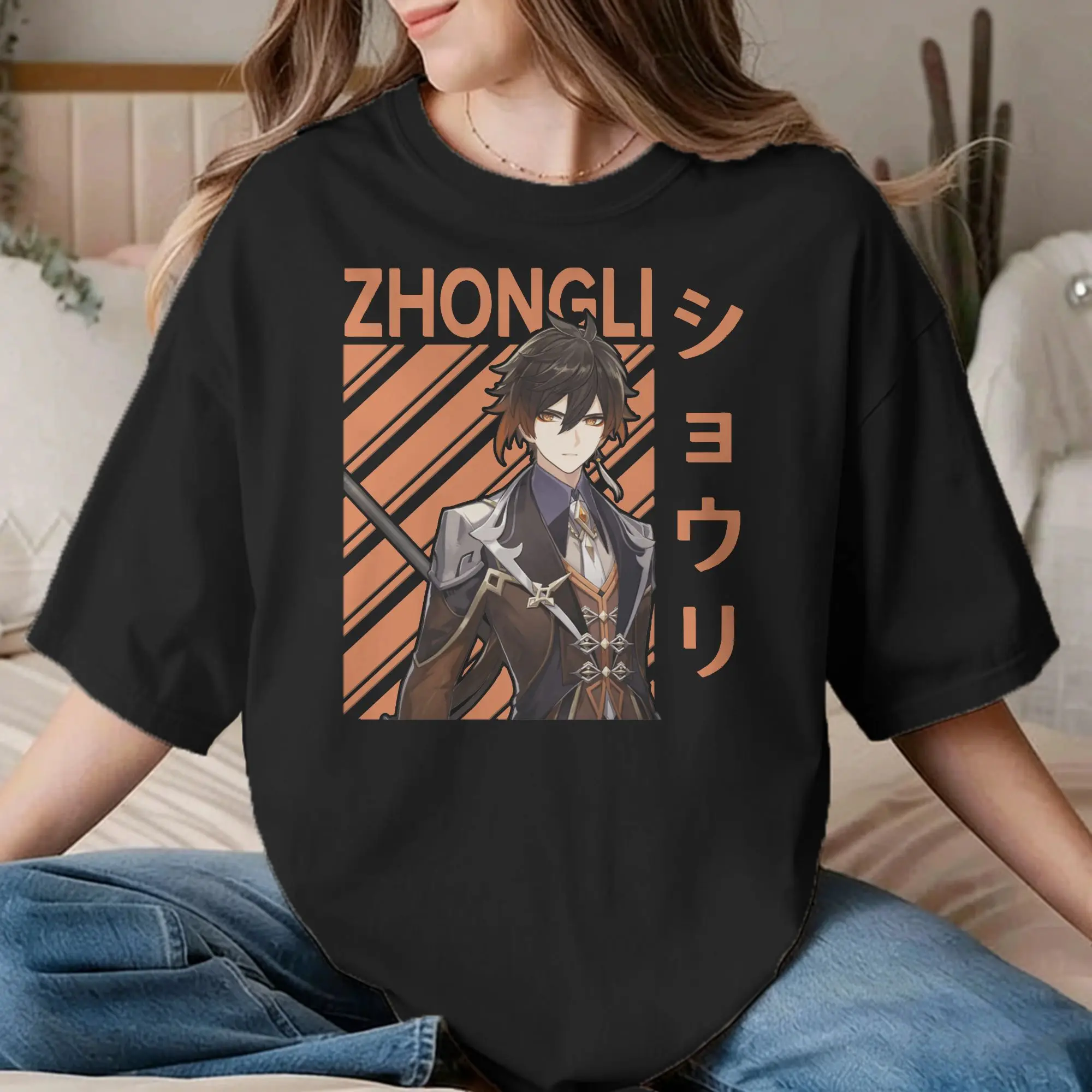 Men Women's T-Shirts Zhongli  Genshin Impact Novelty Pure Cotton Tee Shirt Short Sleeve Paimon Diluc Anime Game T Shirts Clothes