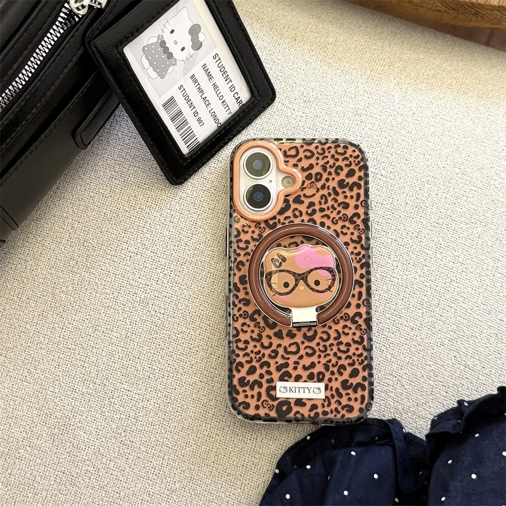

New HelloKitty INS Korean Cute Luxury Shockproof Phone Case For iPhone 16 15 14 Pro Max Fashion with Magsafe Holder Cover Funny
