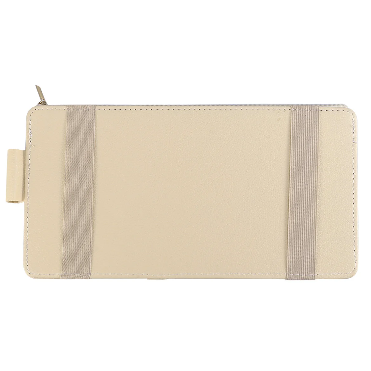 

Beige Multi-Functional Visor Organizer Zipper Storage Case Durable Holder for Phone Cards Tickets Car Accessories
