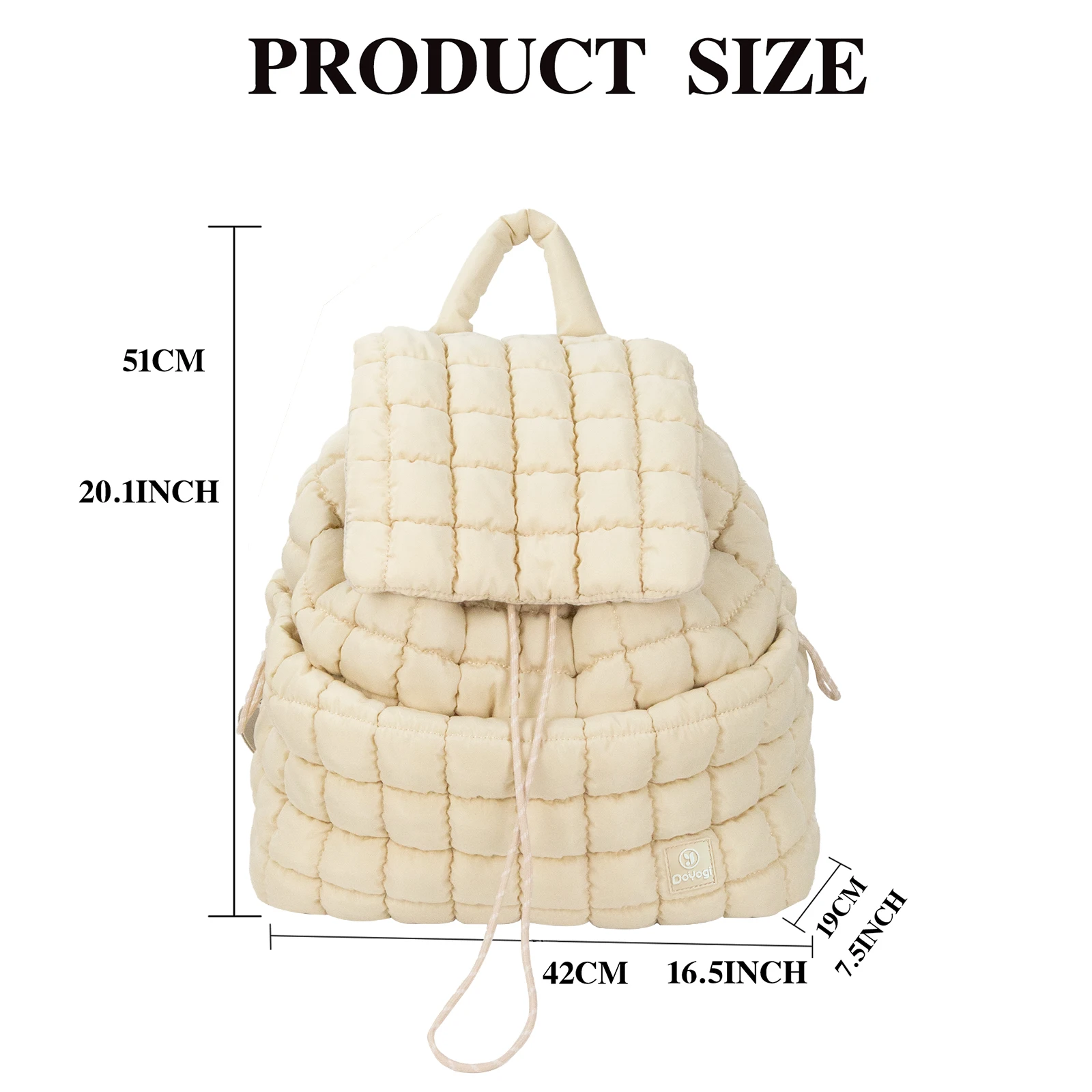 Quilted Puffer Backpack for Women, Lightweight Soft Pack Drawstring Backpack Trendy Puffy Padding Travel Bag for Casual Daypack