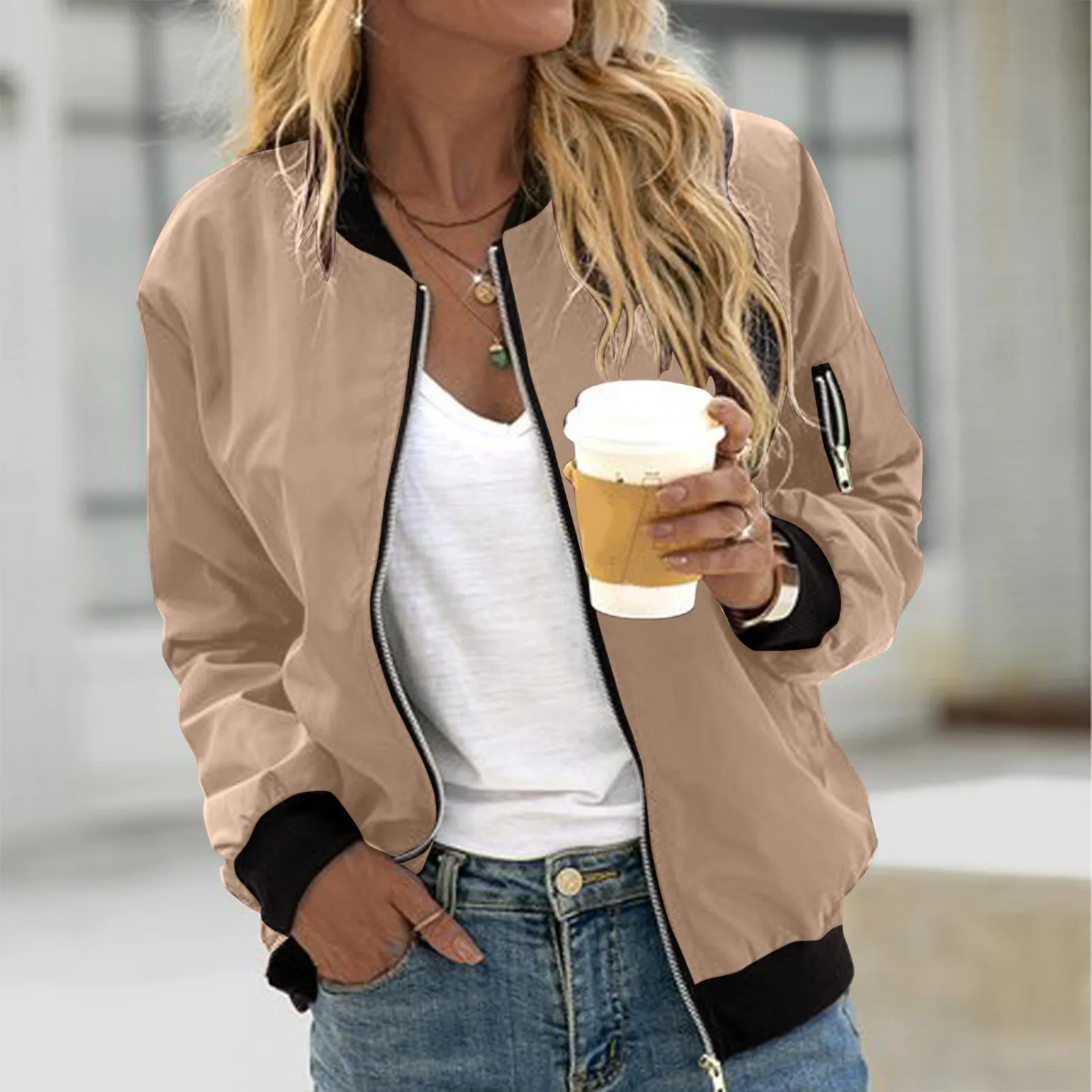 Chaqueta cuadrada con bolsillo fino para mujer, Top de béisbol, informal, Otoño e Invierno