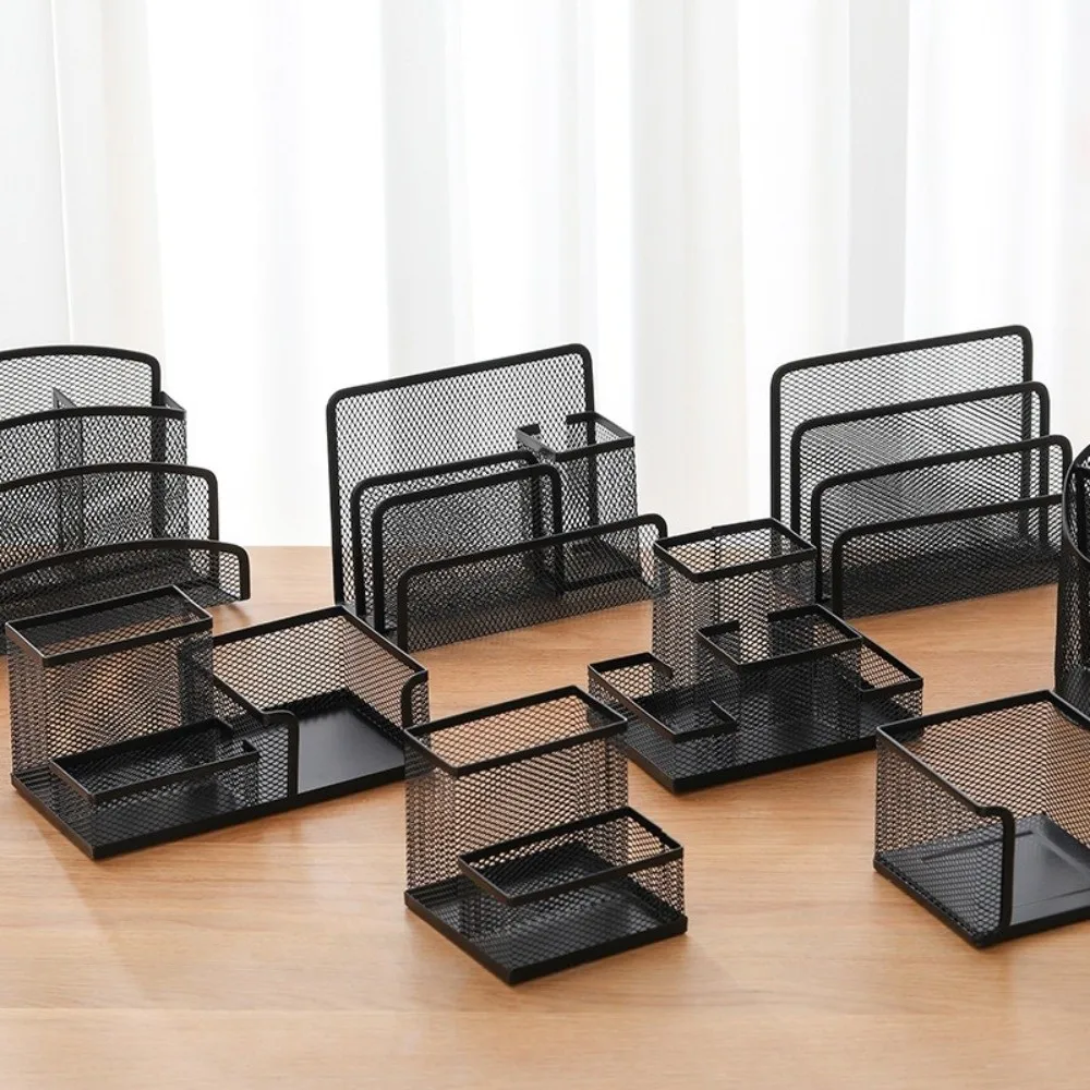 Creative Metal Mesh Pen Holder 2/3 Grids File Storage Rack Desk Organizer Holder Pencil