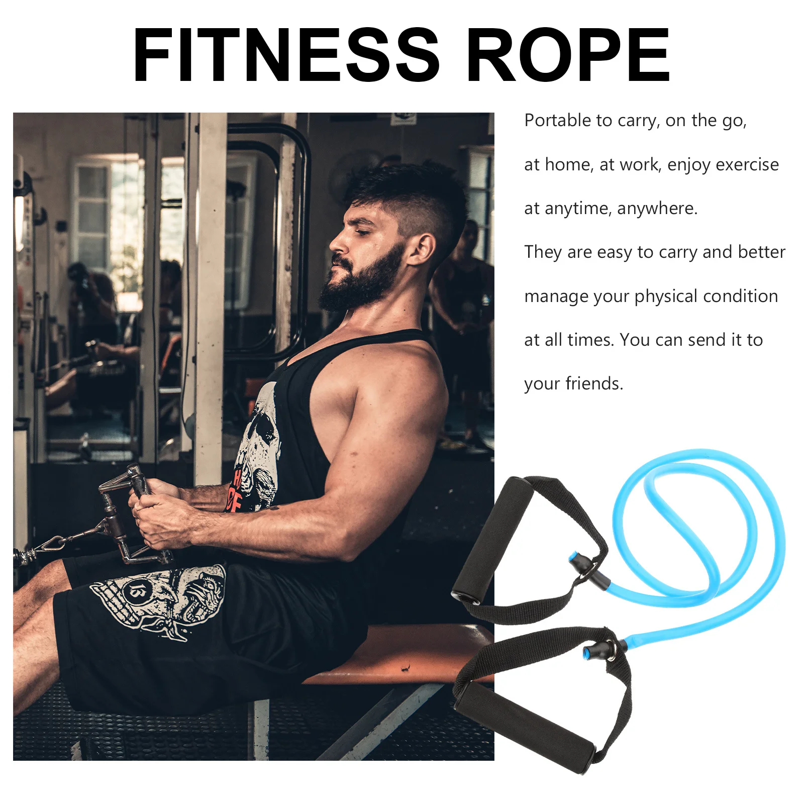 

1Set Portable Resistance Rope Band Heavy Duty Stretch Strap for Full Body Workout Muscle Training Fitness Exercise Tool