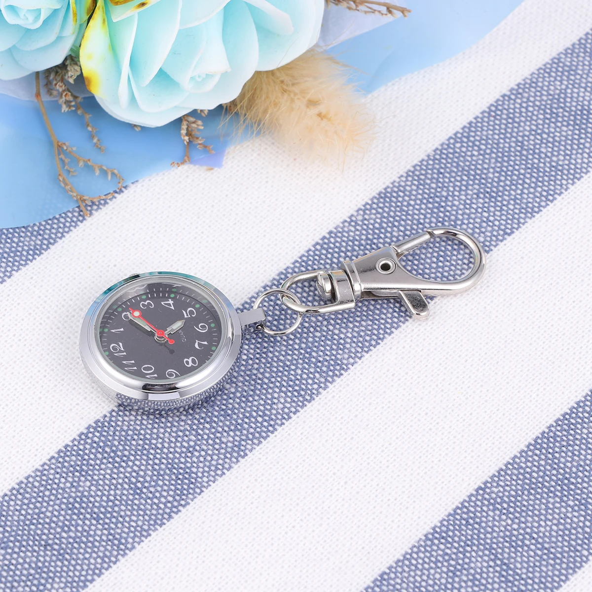 

Keychain Pocket Watch Big Round Dial Quartz Kids Watches Luminous Needle Accurate Reading Dark Night Classical Design Durability