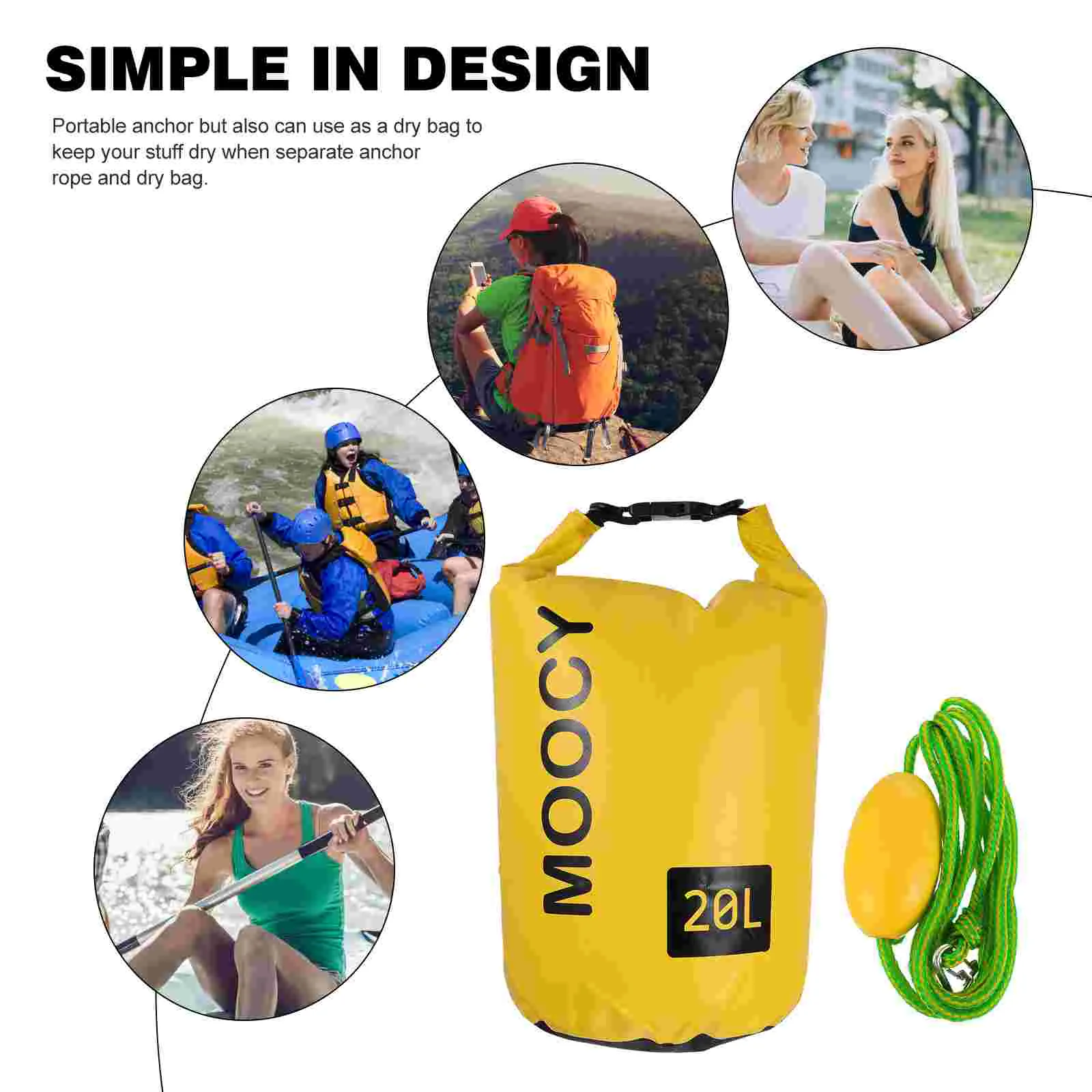 

Sandbag Rafting Drift Anchor Kayak Dry Sack for Floats 63X39X04CM Pvc Beach Backpack with Buoy