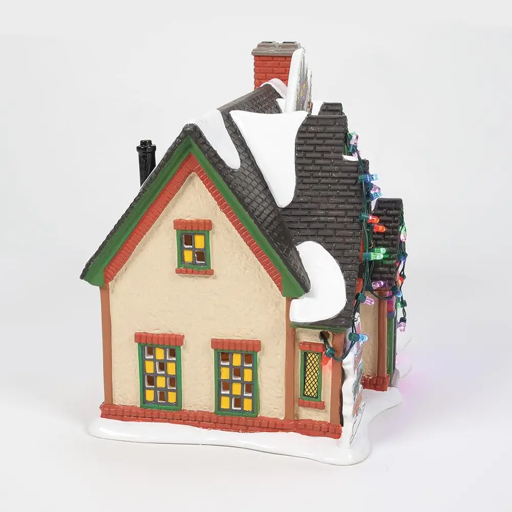 Grinch House Christmas Village Building avec lumières LED, décor en céramique peint à la main, adaptateur secteur inclus, 7,2 pouces multicolore
